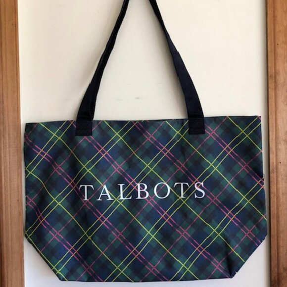 TALBOTS Tartan Plaid Extra Large Market Tote Reusable Shopping Bag - Picture 2 of 15